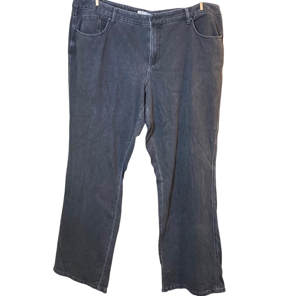 Coldwater Creek Natural Fit Soft Grey Faded Black Straight Leg Jeans Plus Sz 24